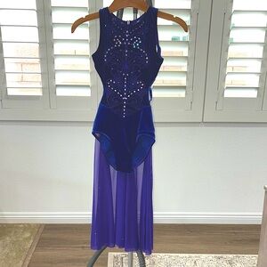 Elegant velvet Royal purple contemporary dance costume.